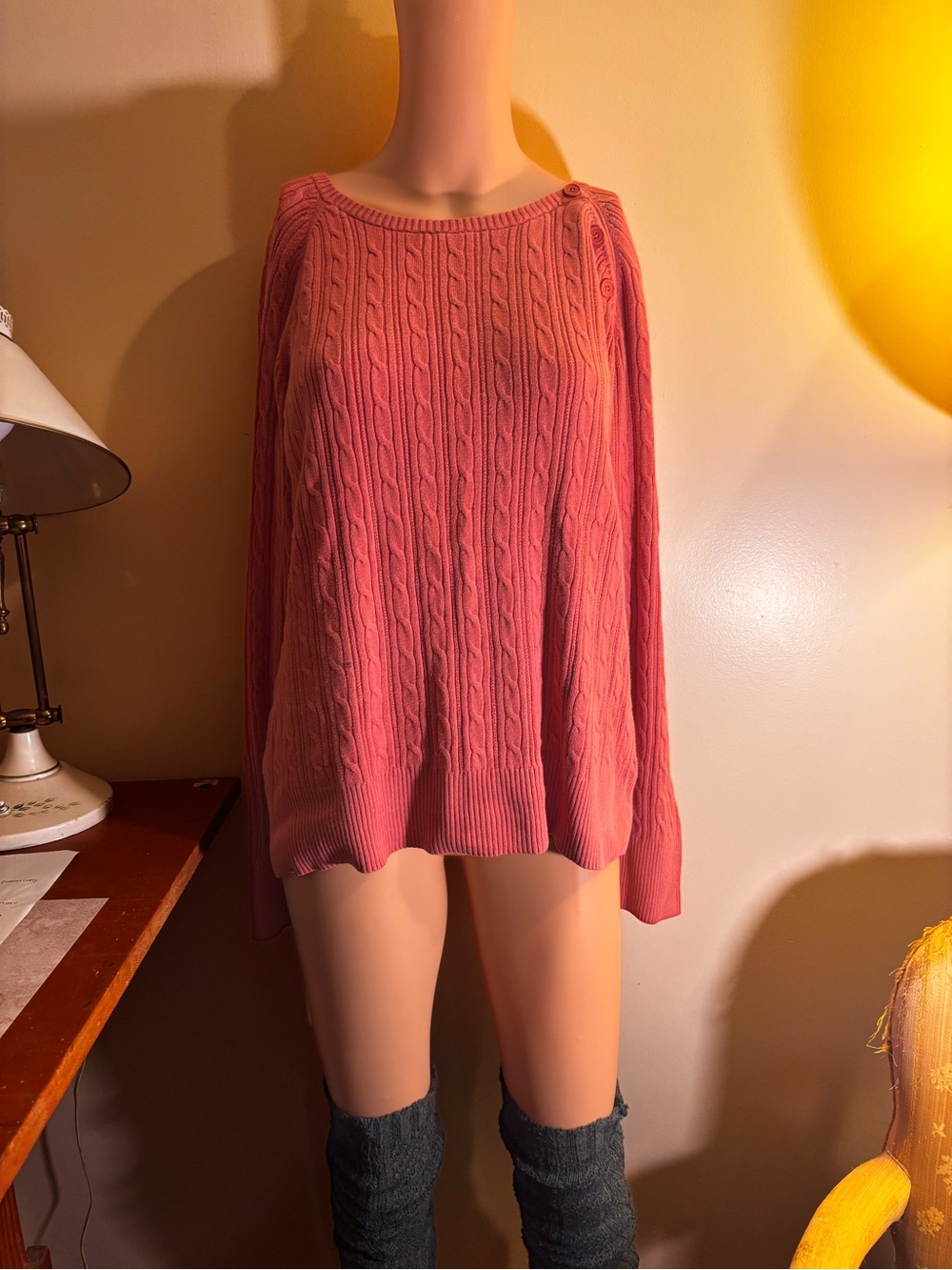 Sonoma Coral Cable Knit Sweater